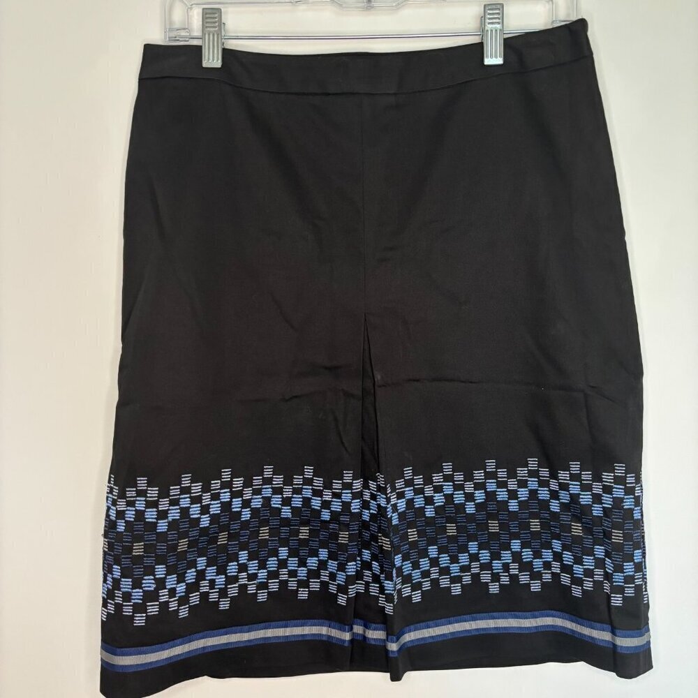 ANN TAYLOR LOFT Skirt Women's 6 A-Line Black Blue Checkered Lined Zipper Knee